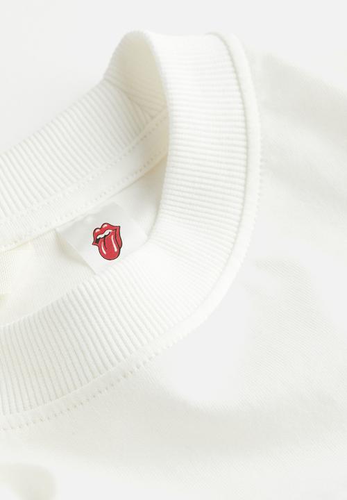 H&M - Long printed t-shirt - white/the rolling stones