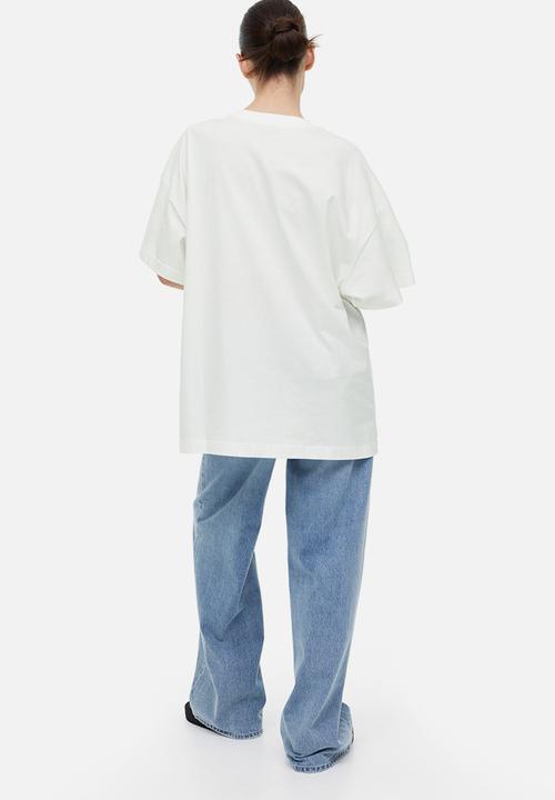H&M - Long printed t-shirt - white/the rolling stones