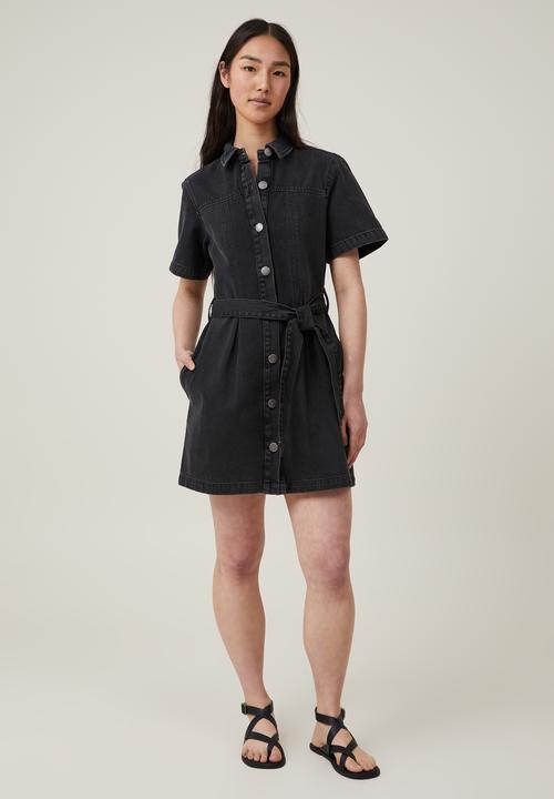 Cotton On - Denim Mini Dress - Graphite