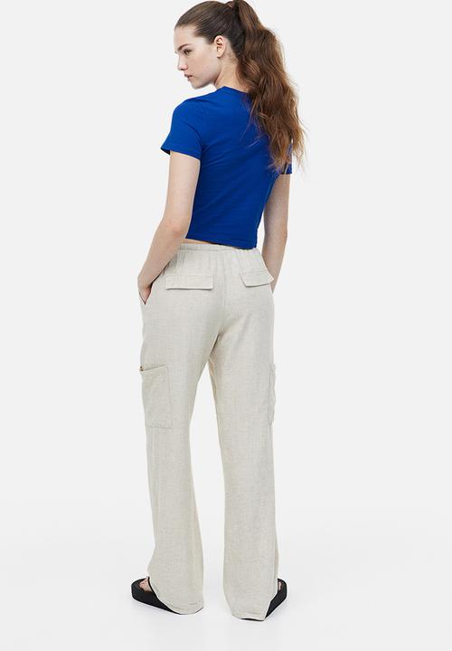 H&M - Printed cropped top - bright blue ocean deep 