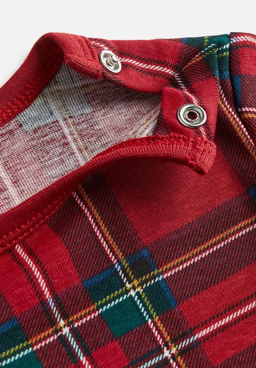 H&M - Short-sleeved bodysuit - red checked
