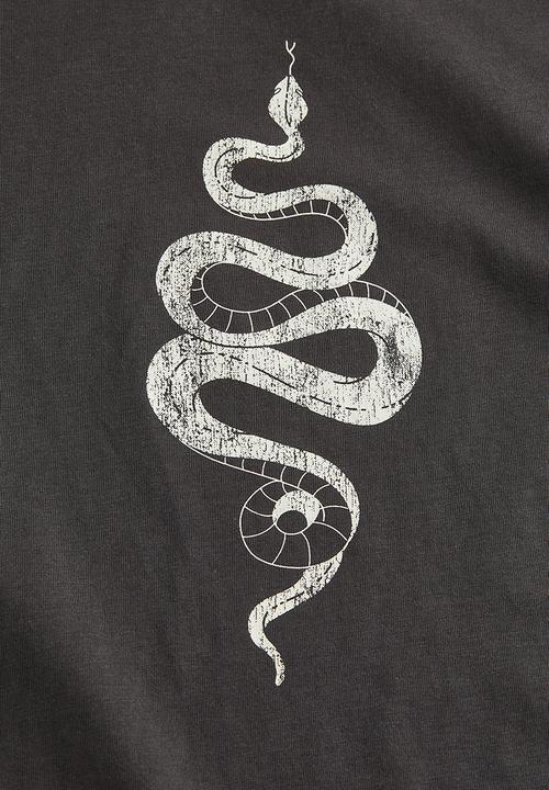 H&M - Printed cropped top - black snake 