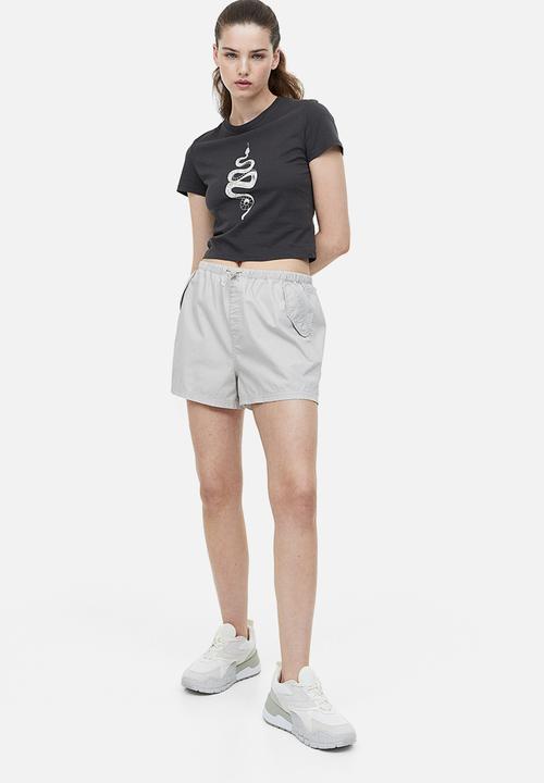 H&M - Printed cropped top - black snake 