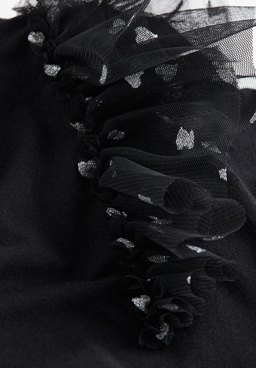 H&M - Flounce-trimmed top - black