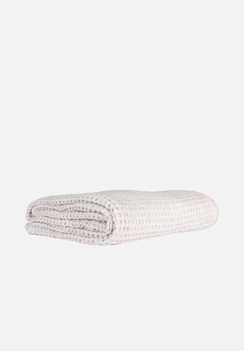 Hertex Haus - Double Layer Waffle Bed Throw - Almond Milk