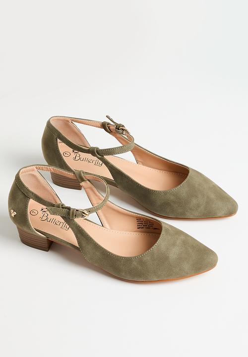 Butterfly Feet - Sling 5 block heel - olive