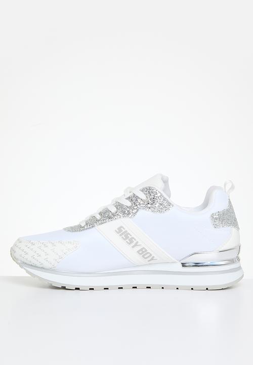SISSY BOY - Glitter printed sneaker - silver & white