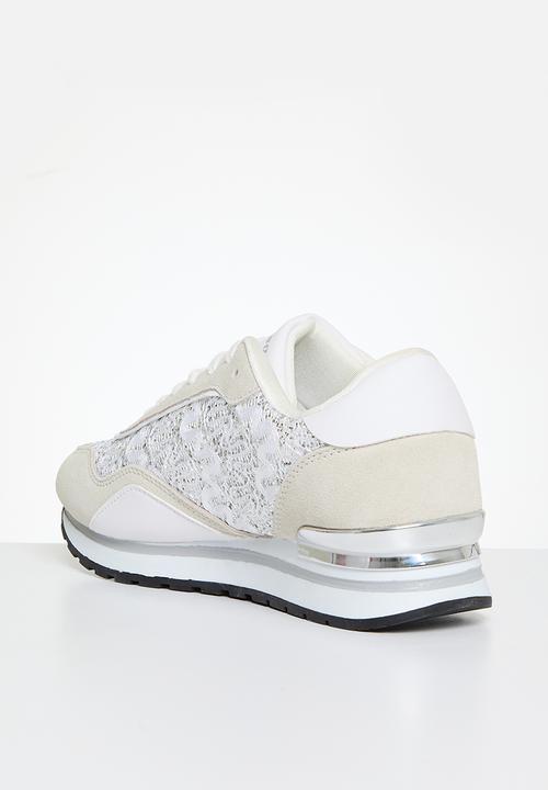 SISSY BOY - Lace glitter sneaker - white