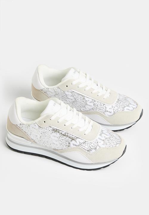 SISSY BOY - Lace glitter sneaker - white