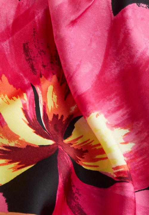 H&M - Satin wrap dress - cerise floral 