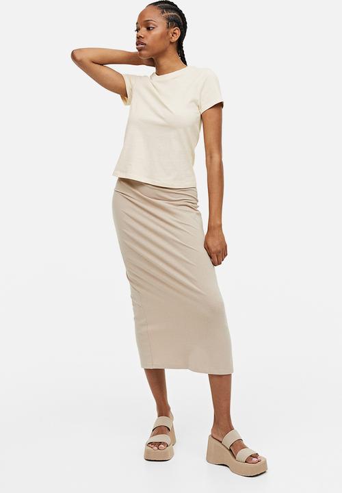 H&M - Fitted t-shirt - light beige