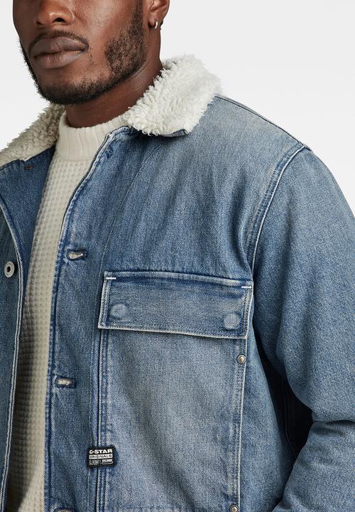 G-STAR - Utility Flap Pocket Sherpa Jacket Bright valiant denim r - antique faded blue agave