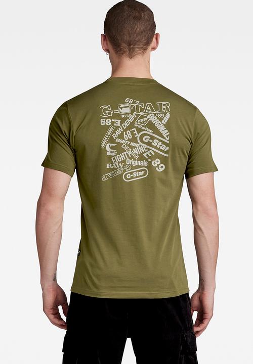 G-STAR - Back gr slim r t Compact jersey o - dark olive