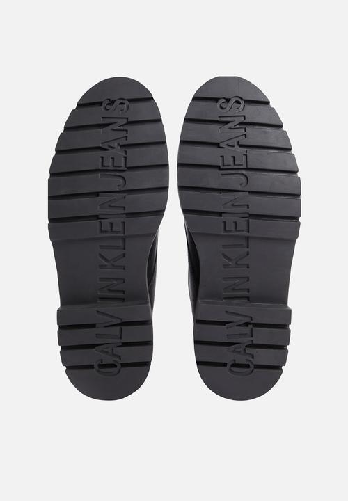 Calvin Klein - Combat mid laceup boot zip - black/reflective silver