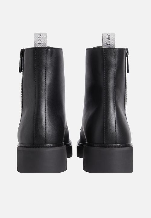 Calvin Klein - Combat mid laceup boot zip - black/reflective silver