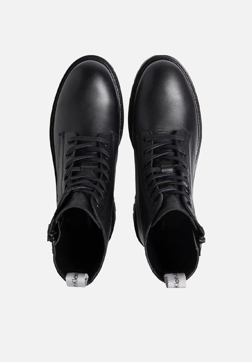 Calvin Klein - Combat mid laceup boot zip - black/reflective silver