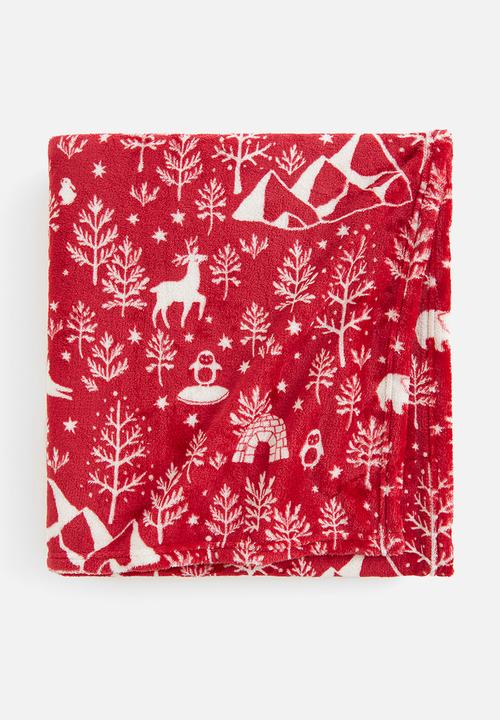 H&M - Patterned fleece blanket - red/patterned