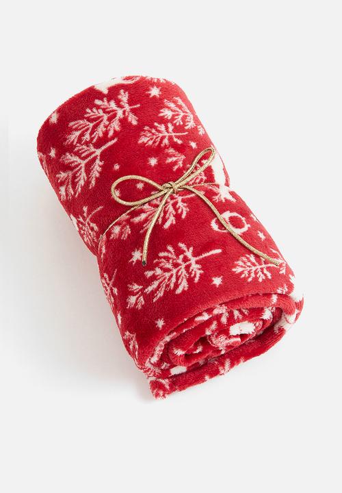 H&M - Patterned fleece blanket - red/patterned
