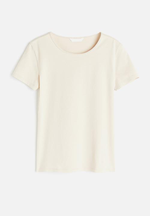 H&M - Cotton T-shirt - light beige