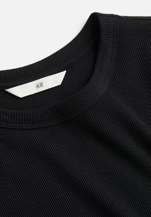 H&M - Ribbed modal-blend T-shirt - black