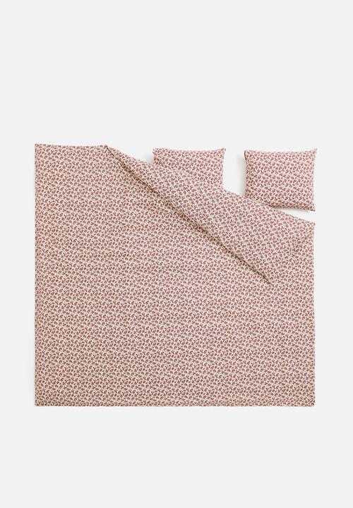 H&M - Cotton double/king duvet cover set - red/floral