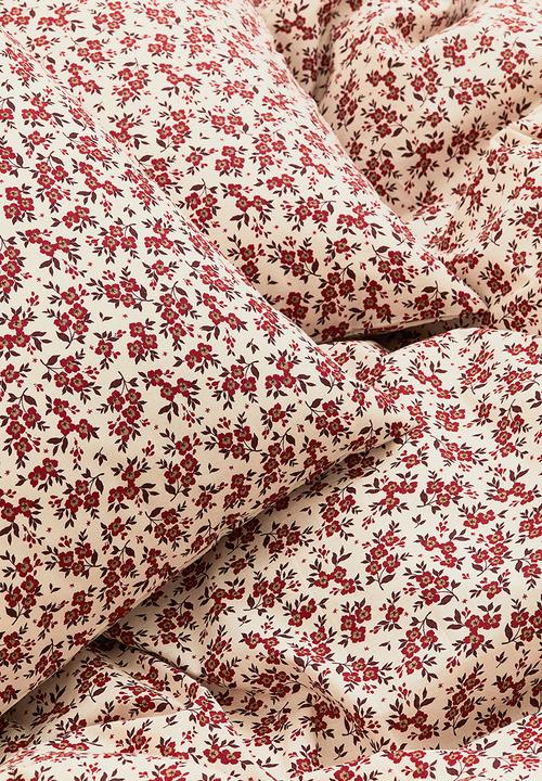 H&M - Cotton double/king duvet cover set - red/floral