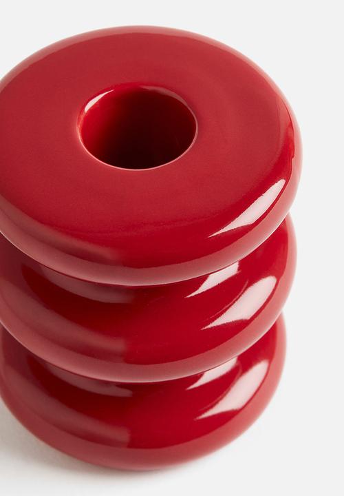 H&M - Stoneware candlestick - red