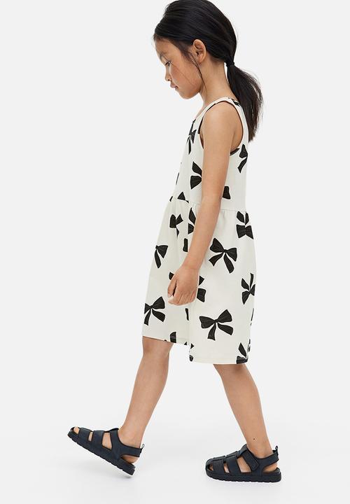 H&M - Patterned cotton dress - natural white bows