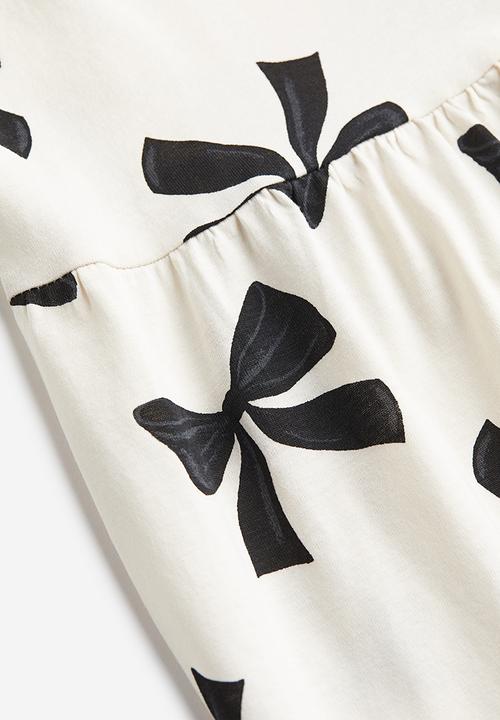 H&M - Patterned cotton dress - natural white bows