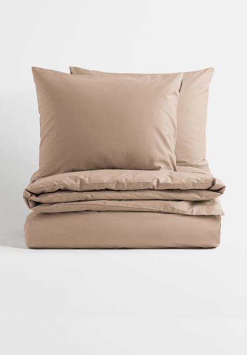H&M - Cotton double/king duvet cover set - dark beige