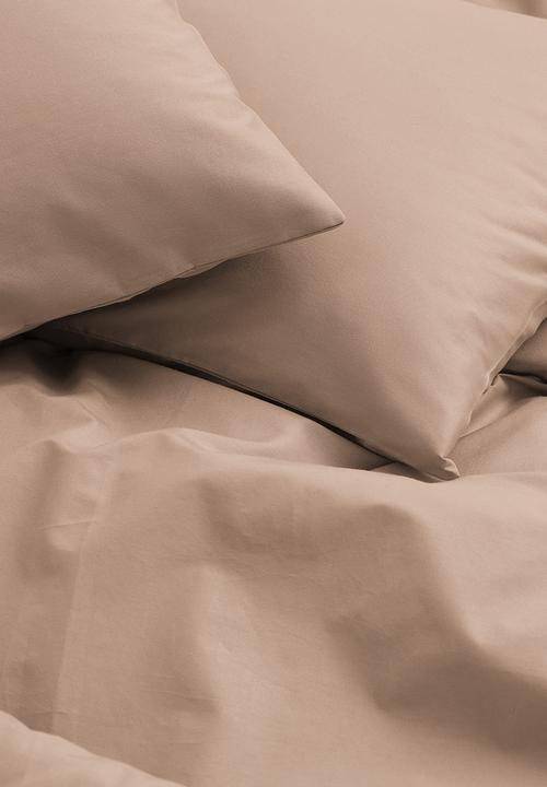 H&M - Cotton double/king duvet cover set - dark beige
