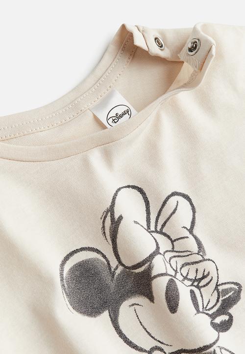 H&M - 2-Piece printed cotton set - light beige minnie mouse