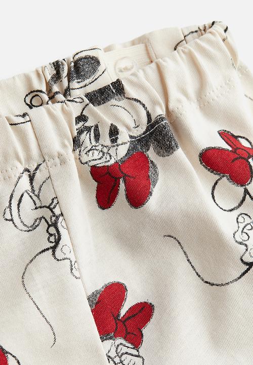 H&M - 2-Piece printed cotton set - light beige minnie mouse