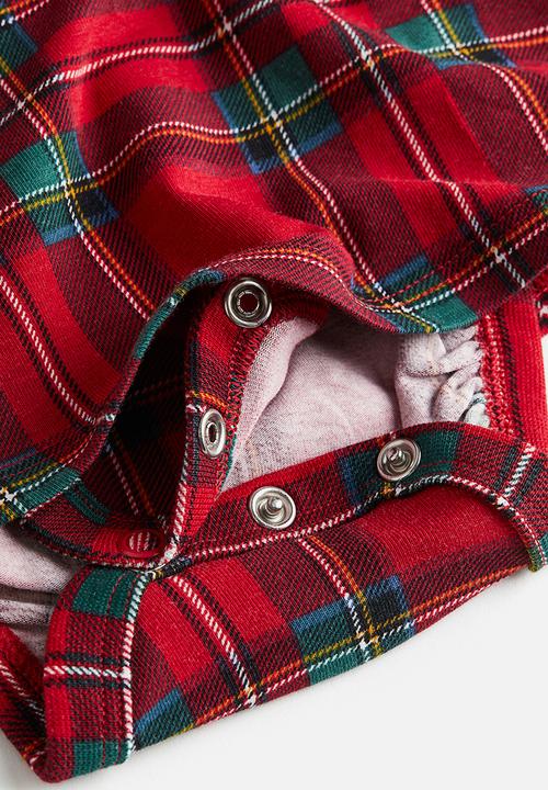 H&M - Collared bodysuit dress - red checked 