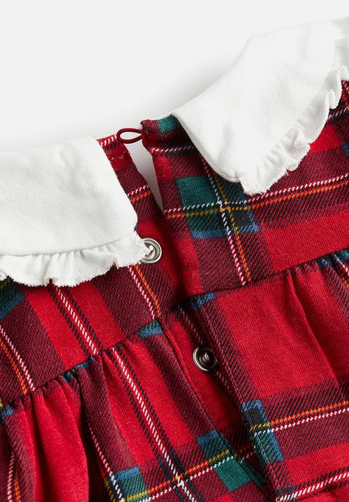 H&M - Collared bodysuit dress - red checked 
