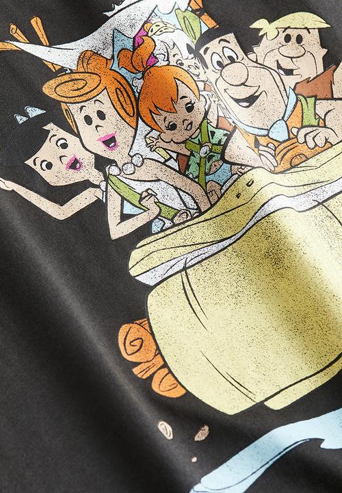 H&M - Printed T-shirt - dark grey the flintstones