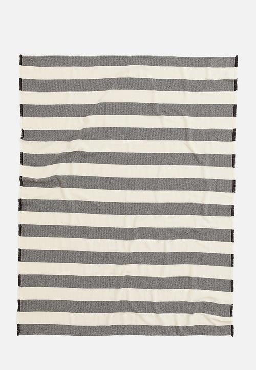 H&M - Blanket - dark grey/neutral white