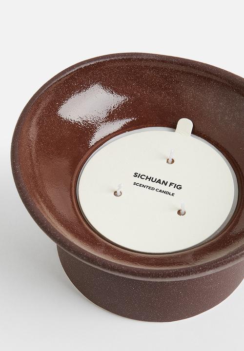 H&M - Scented candle in stoneware holder - brown
