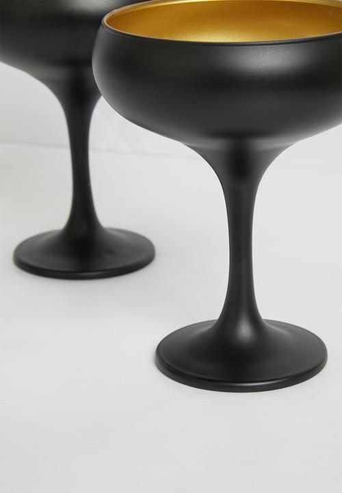 Excellent Houseware - Festive cocktail glass set of 2 - black