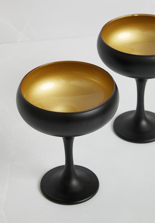Excellent Houseware - Festive cocktail glass set of 2 - black