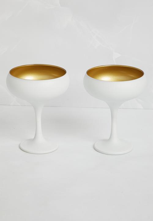 Excellent Houseware - Festive cocktail glass set of 2 - white