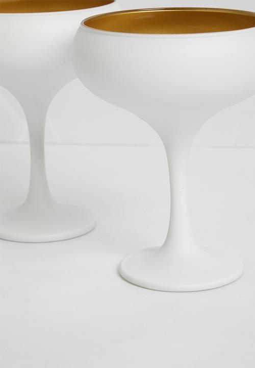 Excellent Houseware - Festive cocktail glass set of 2 - white