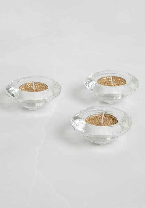 H&S - Glitter tealight candle set of 8 - gold