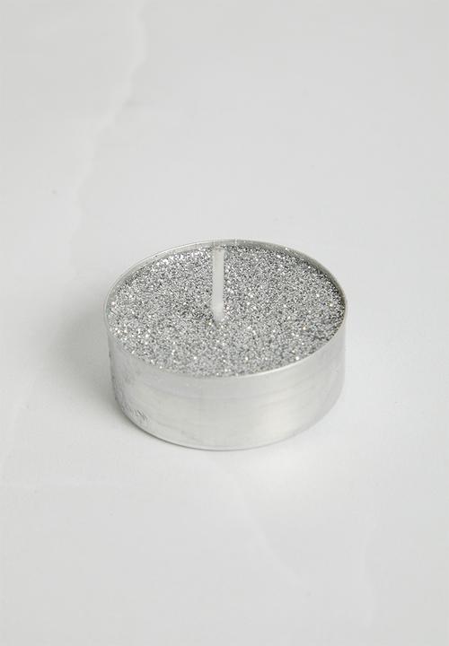 H&S - Glitter tealight set of 8 - silver