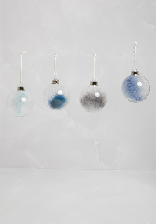 H&S - Feather Christmas baubles set of 4 - multi