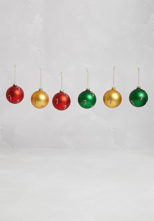 H&S - Candy cane xmas bauble set of 6 - multi