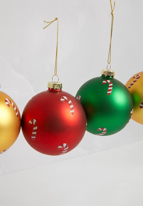 H&S - Candy cane xmas bauble set of 6 - multi
