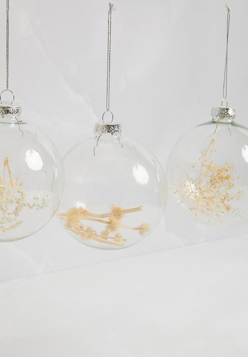H&S - Christmas branch baubles set of 4 - clear