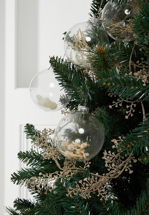 H&S - Christmas branch baubles set of 4 - clear