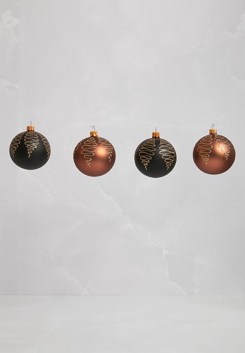 H&S - Handblown swirl xmas bauble set of 4 - multi